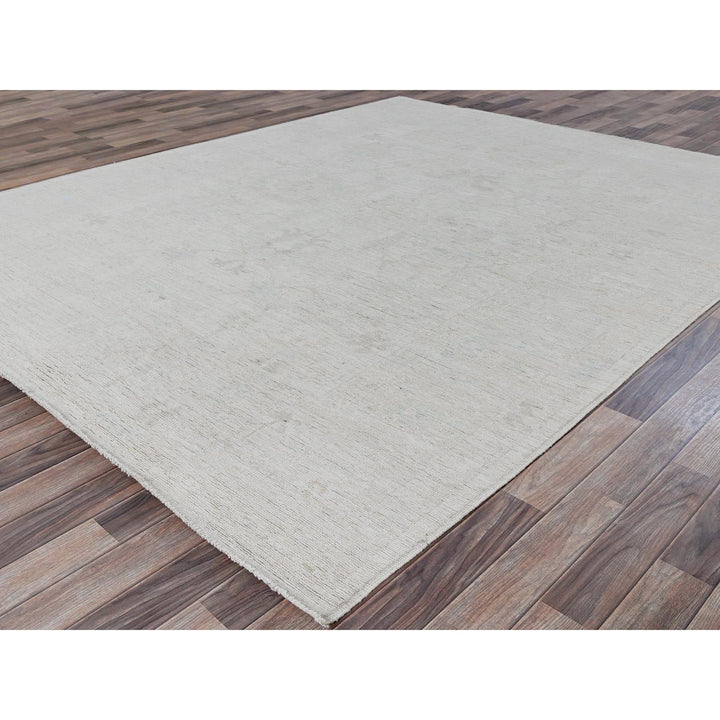 8'0" x 9'11" New Hand Knotted Ivory Wool Rectangle Oriental Rug - MOA102889