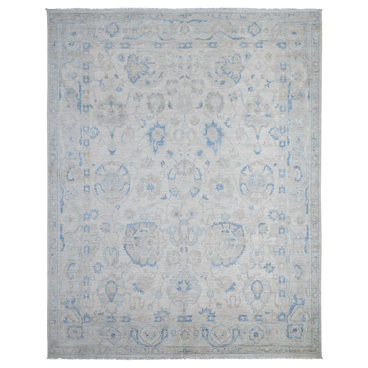 9'10" x 12'4" New Hand Knotted Ivory Wool Rectangle Oriental Rug - MOA10289002