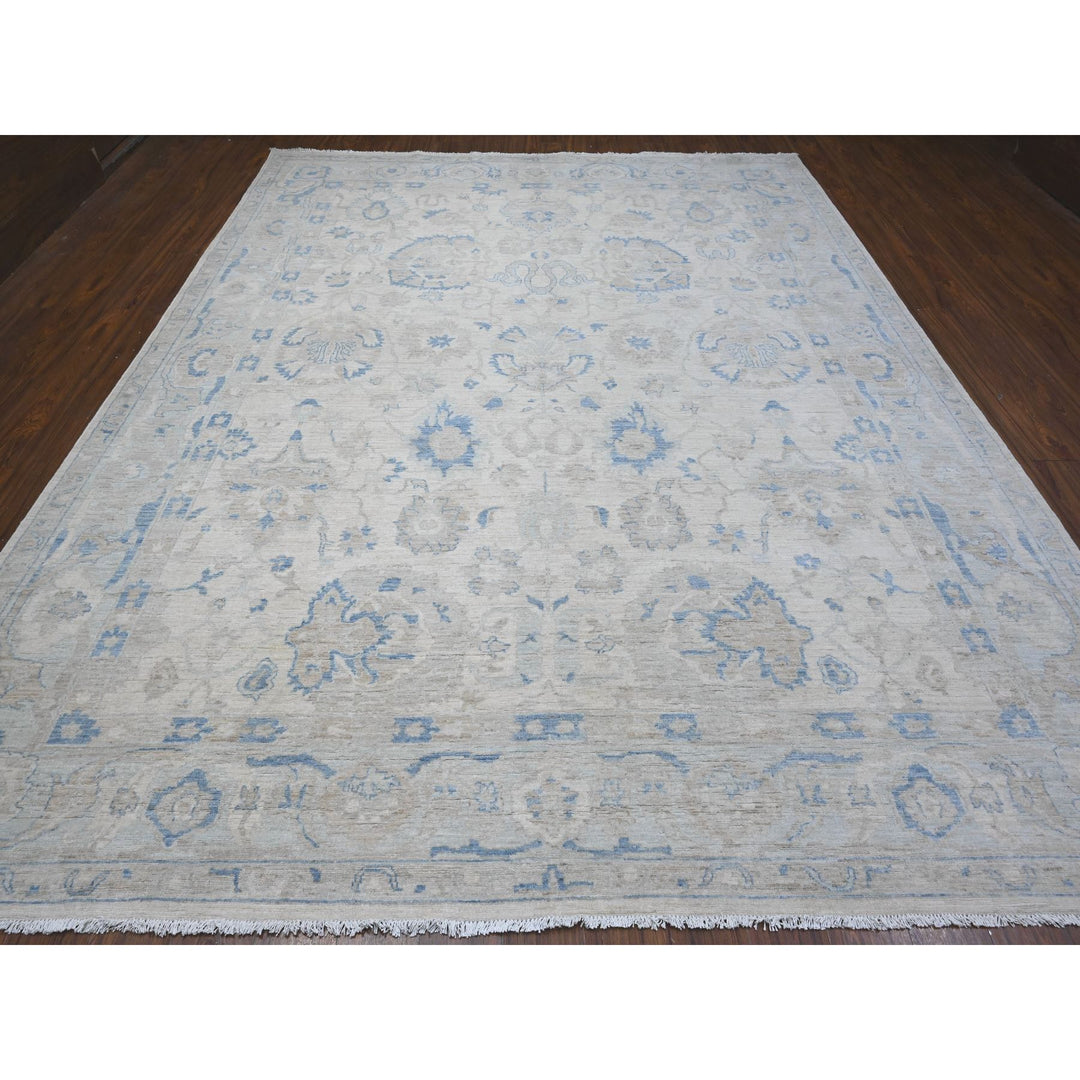 9'10" x 12'4" New Hand Knotted Ivory Wool Rectangle Oriental Rug - MOA10289002