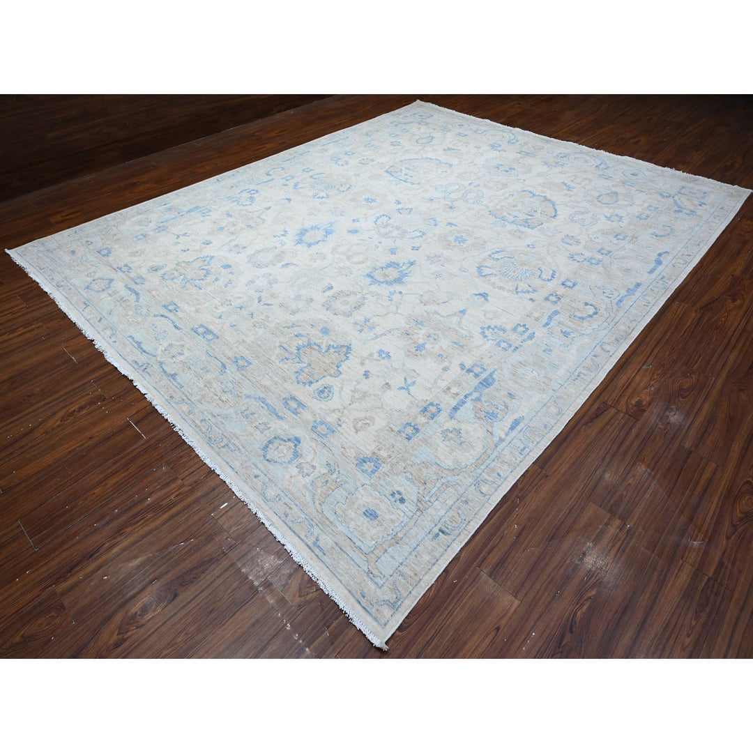 9'10" x 12'4" New Hand Knotted Ivory Wool Rectangle Oriental Rug - MOA10289002