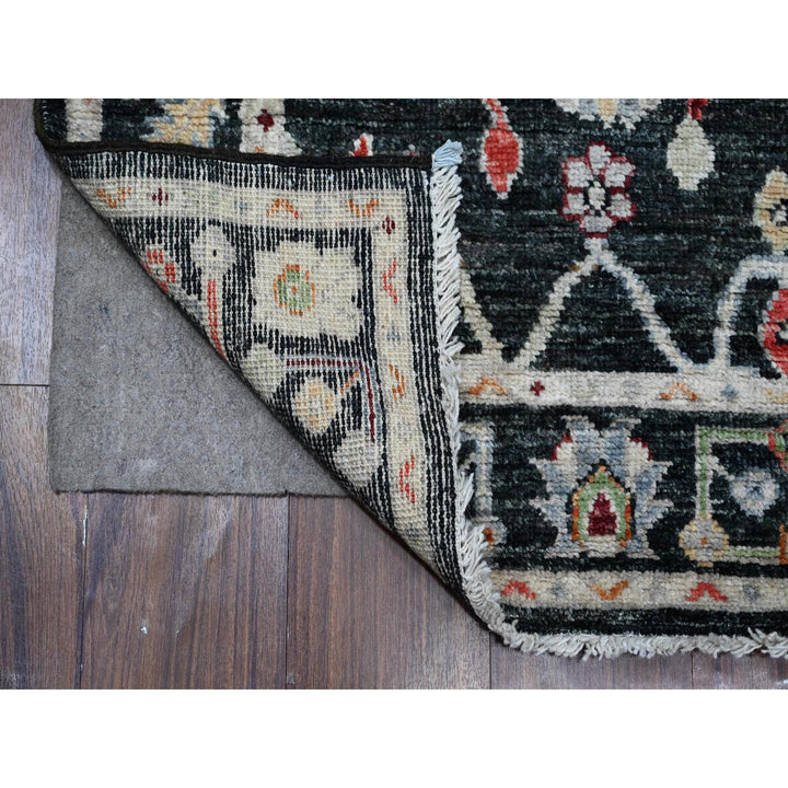 2'10" x 11'11" New Hand Knotted Black Wool Rectangle Oriental Rug - MOA10289008