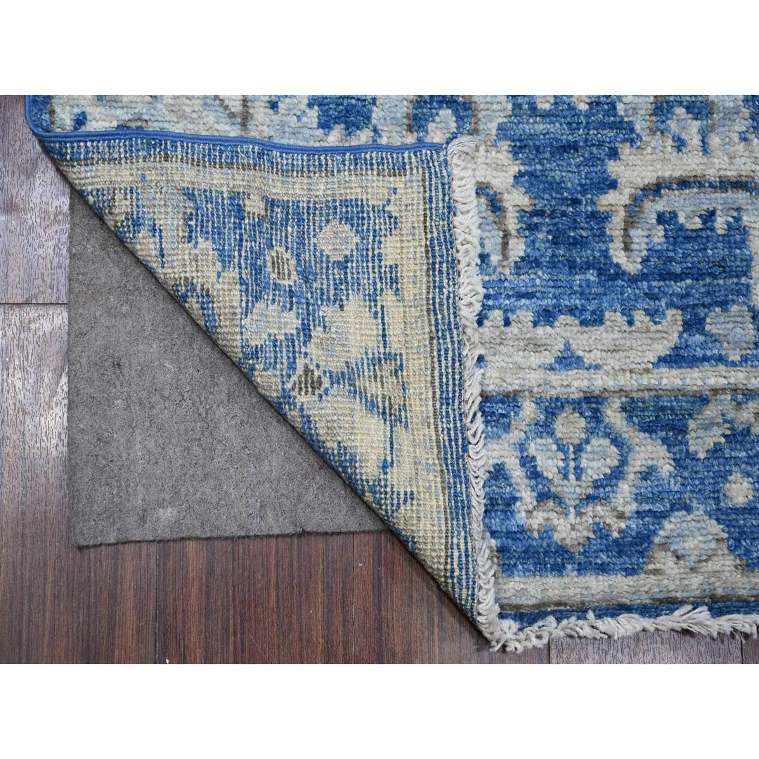 2'10" x 11'9" New Hand Knotted Blue Wool Rectangle Oriental Rug - MOA10289012