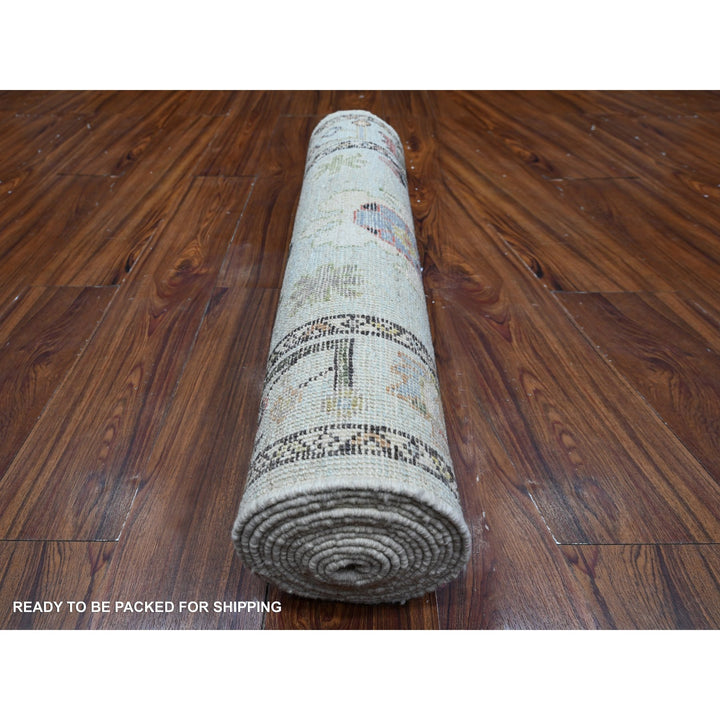 2'8" x 13'9" New Hand Knotted Blue Wool Runner Oriental Rug - MOA10289019