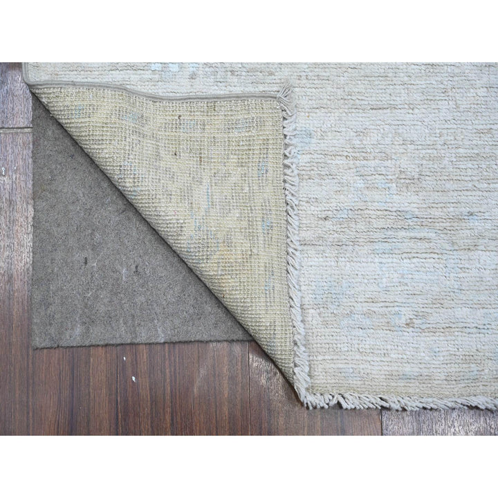 2'9" x 12'1" New Hand Knotted Grey Wool Runner Oriental Rug - MOA10289021