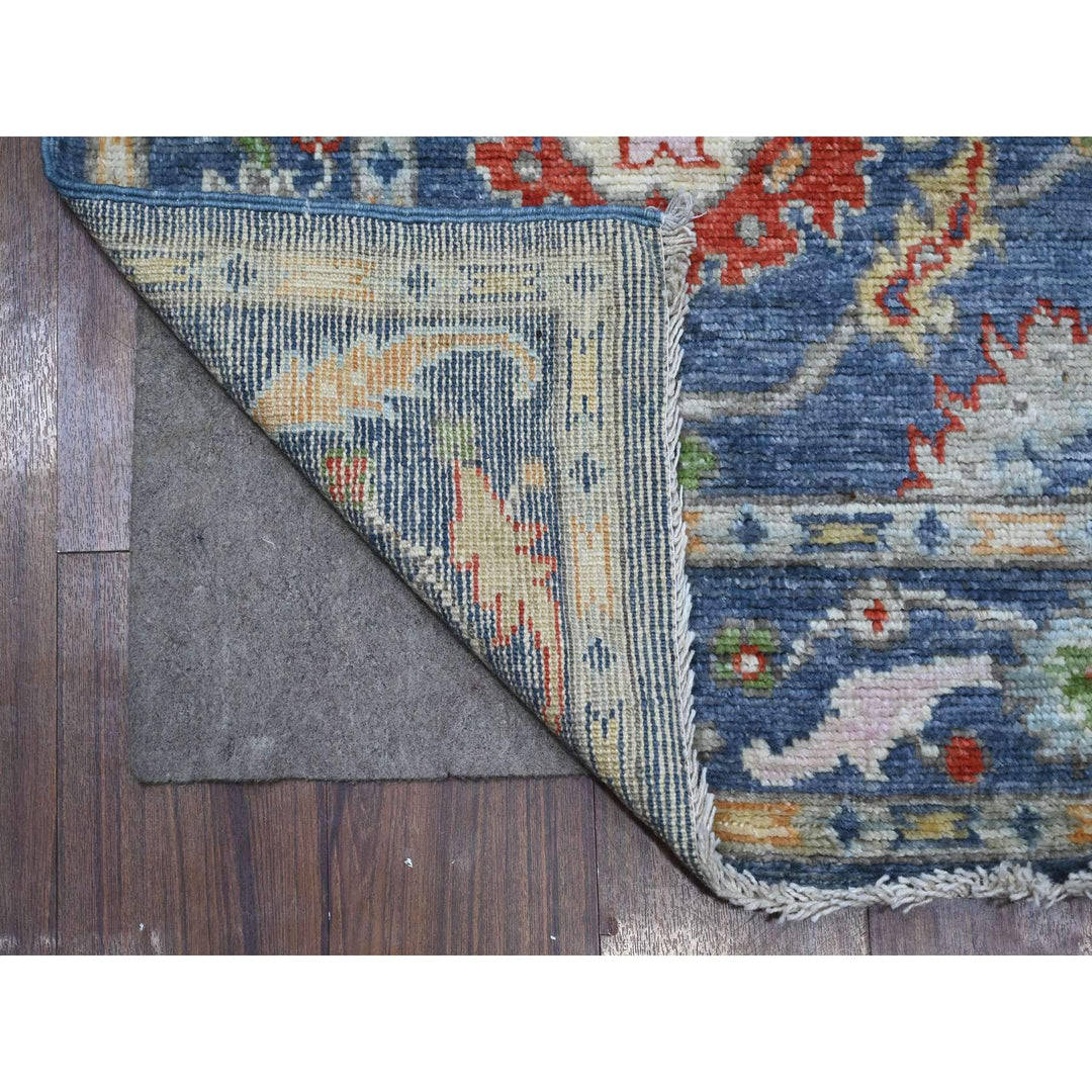 4'1" x 11'9" New Hand Knotted Blue Wool Runner Oriental Rug - MOA10289029