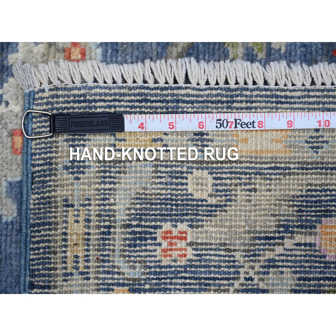 4'1" x 11'9" New Hand Knotted Blue Wool Runner Oriental Rug - MOA10289029