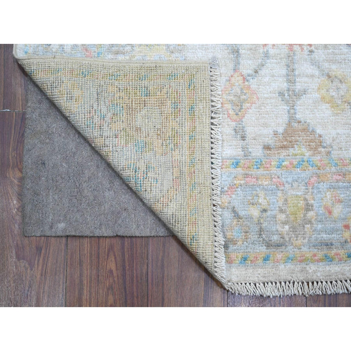 3'8" x 15'9" New Hand Knotted Grey Wool Runner Oriental Rug - MOA10289030