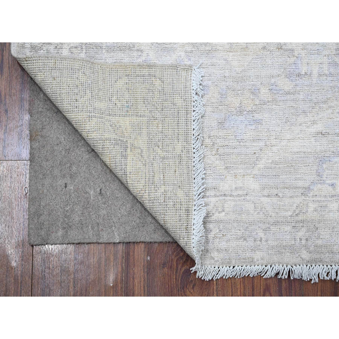 2'6" x 9'10" New Hand Knotted Grey Wool Runner Oriental Rug - MOA10289034