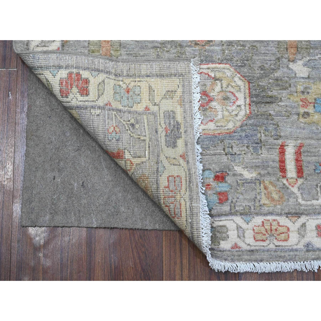 2'6" x 9'9" New Hand Knotted Grey Wool Runner Oriental Rug - MOA10289041