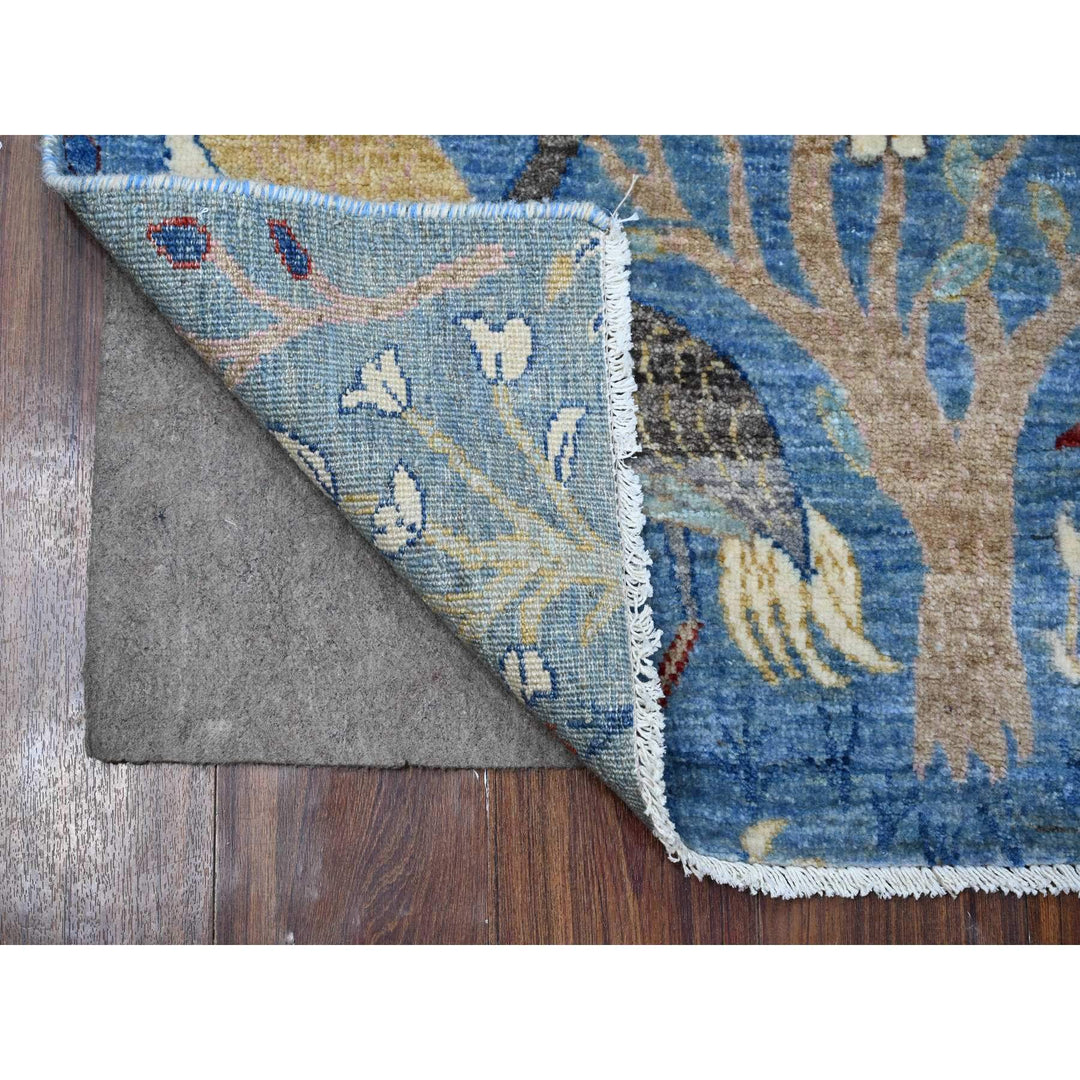 2'6" x 9'9" New Hand Knotted Blue Wool Runner Oriental Rug - MOA10289067