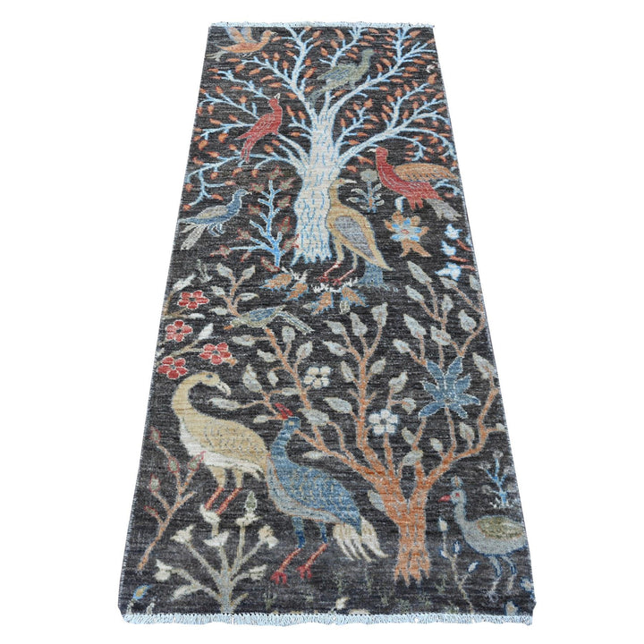 2'6" x 6'1" New Hand Knotted Grey Wool Runner Oriental Rug - MOA10289068