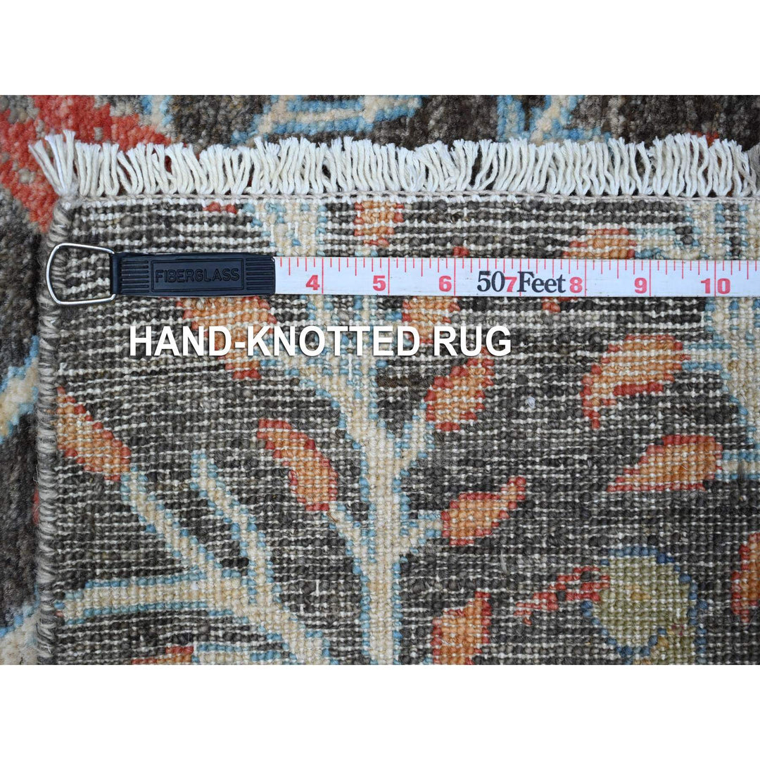 2'6" x 6'1" New Hand Knotted Grey Wool Runner Oriental Rug - MOA10289068