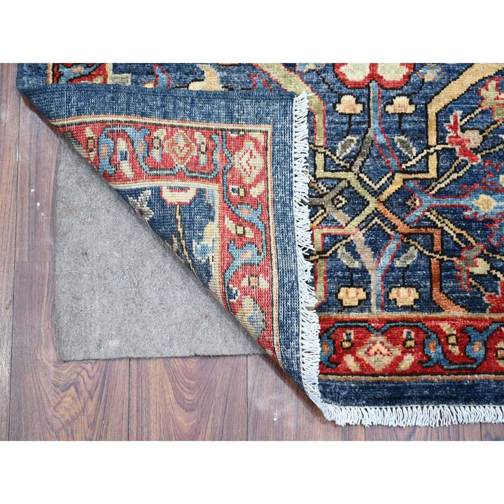 3'2" x 19'5" New Hand Knotted Blue Wool Runner Oriental Rug - MOA10289077