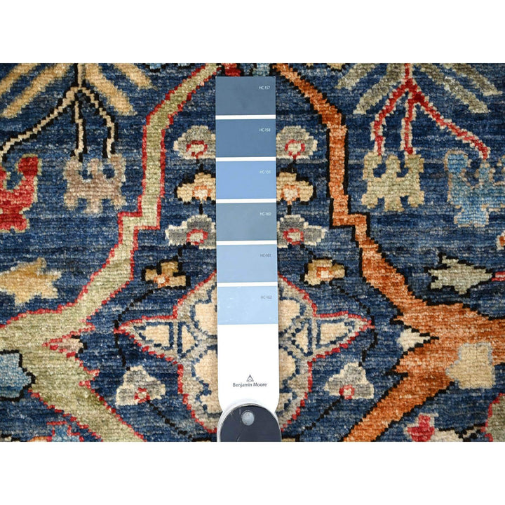 3'2" x 19'5" New Hand Knotted Blue Wool Runner Oriental Rug - MOA10289077