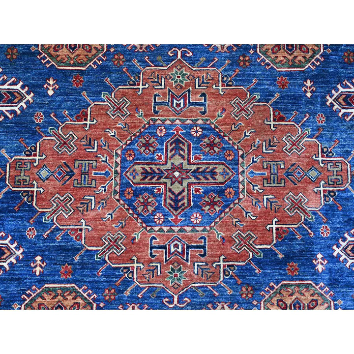 9'8" x 13'7" New Hand Knotted Blue Wool Rectangle Oriental Rug - MOA10289081