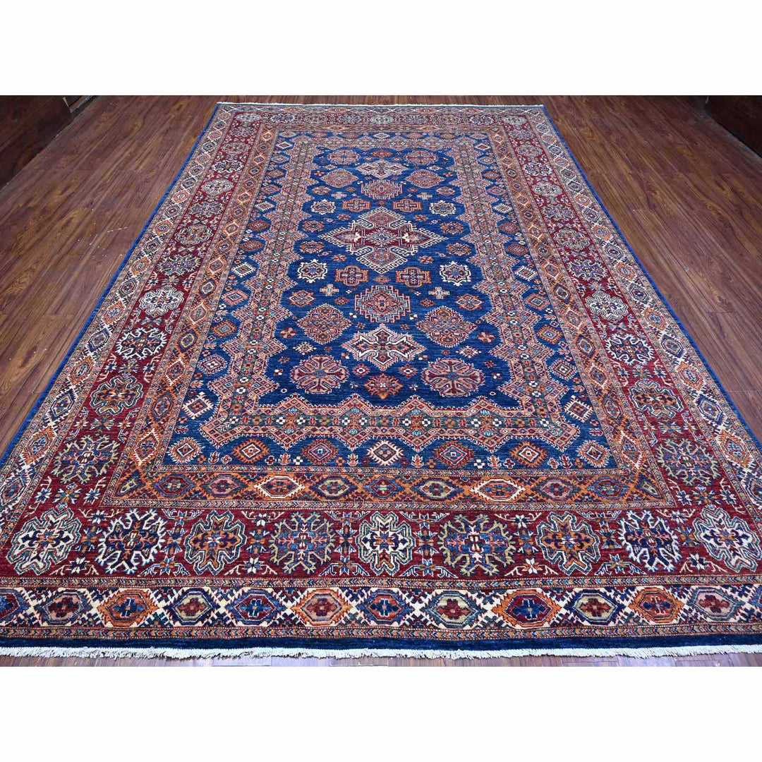 8'9" x 12'6" New Hand Knotted Blue Wool Rectangle Oriental Rug - MOA10289083