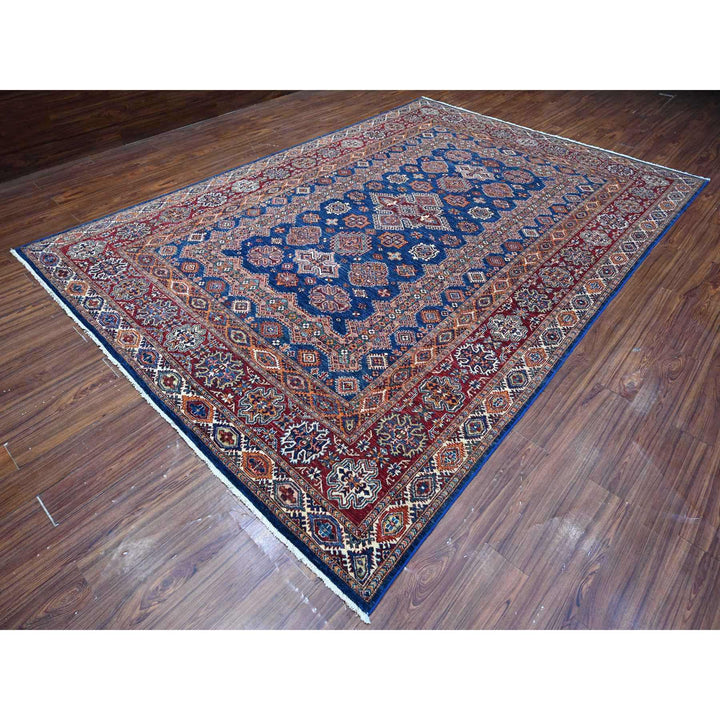 8'9" x 12'6" New Hand Knotted Blue Wool Rectangle Oriental Rug - MOA10289083