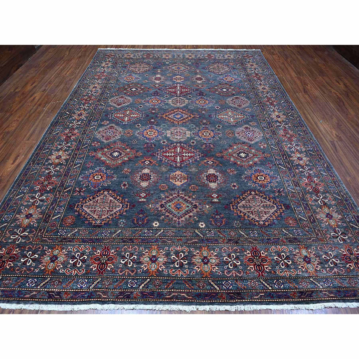 8'11" x 12'1" New Hand Knotted Grey Wool Rectangle Oriental Rug - MOA10289084