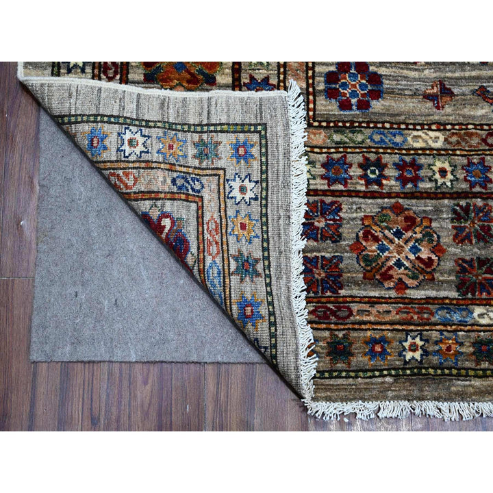 7'11" x 10'3" New Hand Knotted Grey Wool Rectangle Oriental Rug - MOA10289089