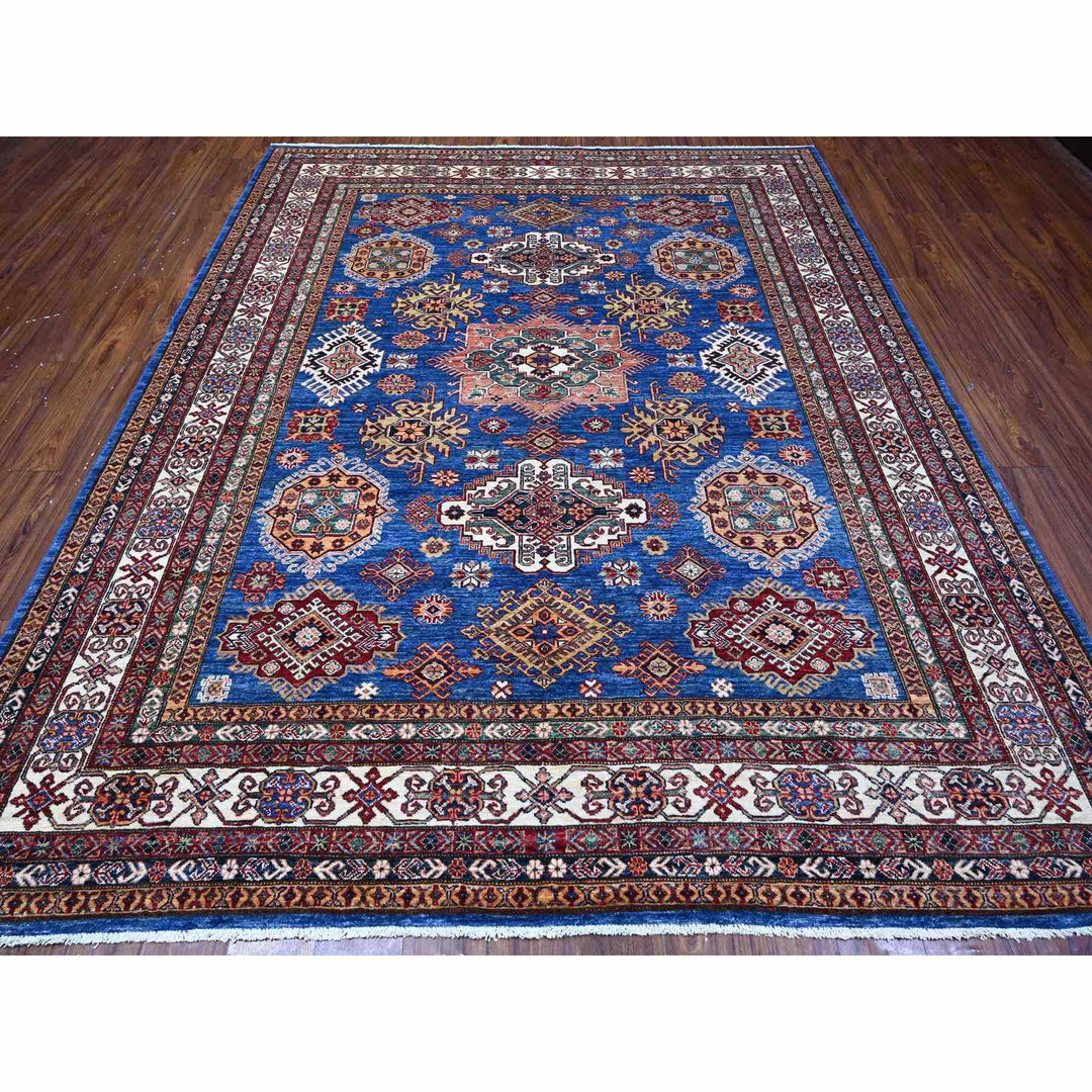 8'2" x 9'10" New Hand Knotted Blue Wool Rectangle Oriental Rug - MOA10289090