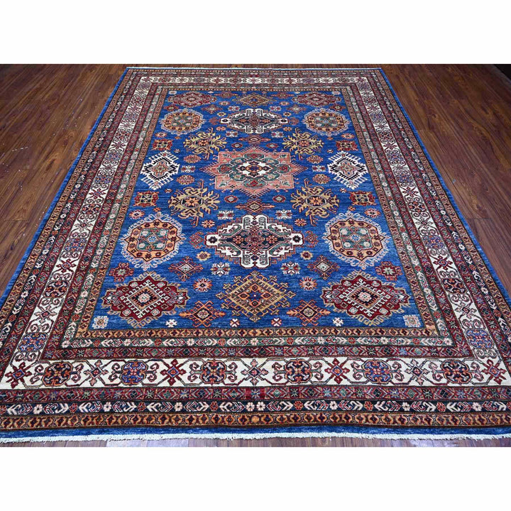 8'2" x 9'10" New Hand Knotted Blue Wool Rectangle Oriental Rug - MOA10289090