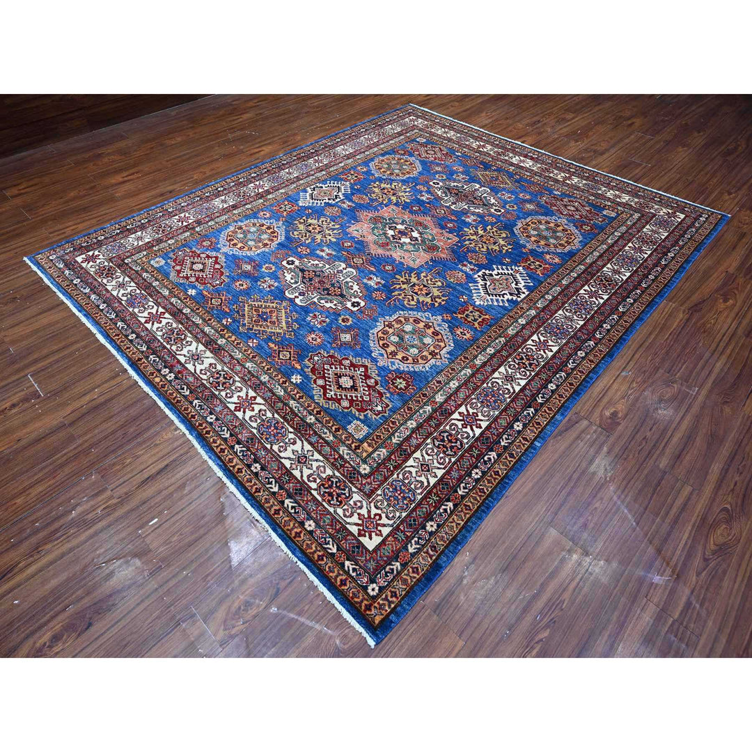 8'2" x 9'10" New Hand Knotted Blue Wool Rectangle Oriental Rug - MOA10289090