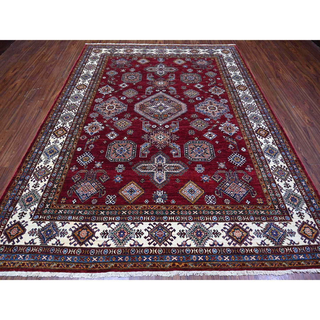 8'1" x 10'3" New Hand Knotted Red Cotton Rectangle Oriental Rug - MOA10289092