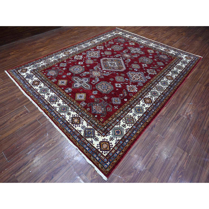 8'1" x 10'3" New Hand Knotted Red Cotton Rectangle Oriental Rug - MOA10289092