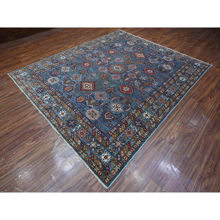 8'0" x 9'6" New Hand Knotted Grey Wool Rectangle Oriental Rug - MOA10289095