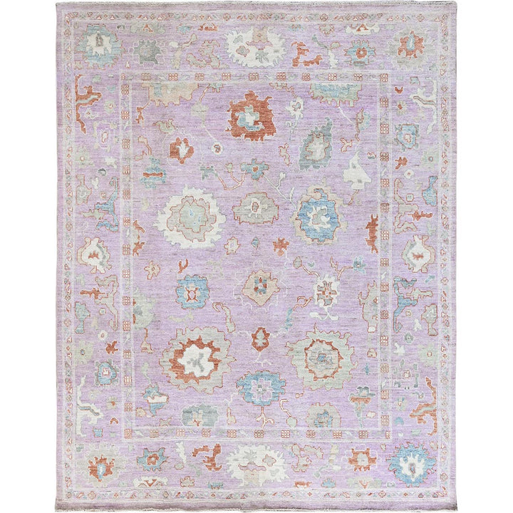 7'11" x 9'11" New Hand Knotted Purple Wool Rectangle Oriental Rug - MOA102890