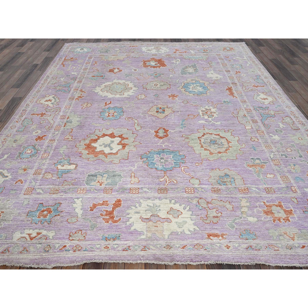 7'11" x 9'11" New Hand Knotted Purple Wool Rectangle Oriental Rug - MOA102890