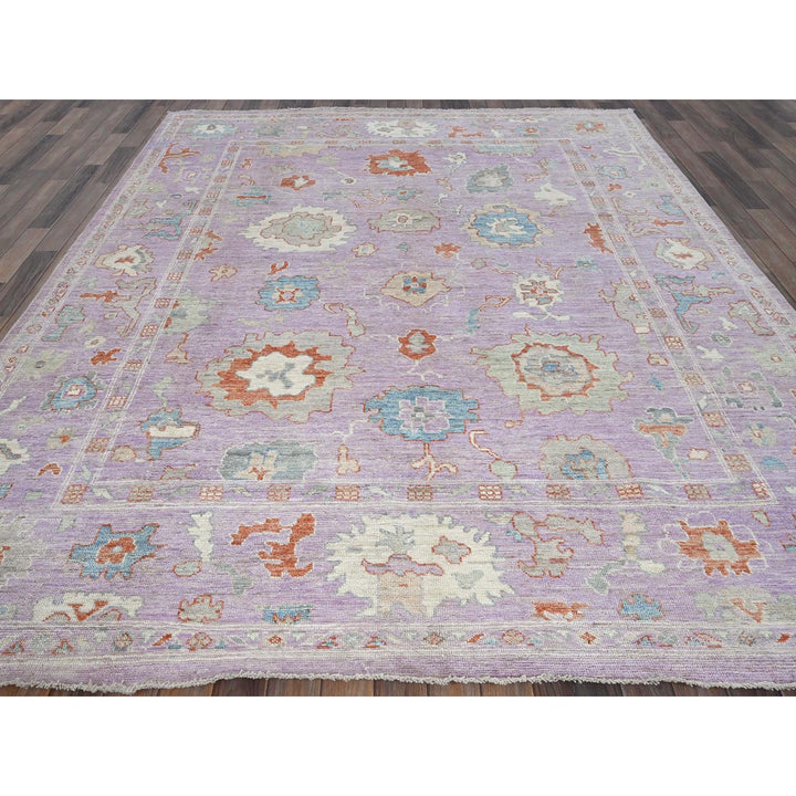 7'11" x 9'11" New Hand Knotted Purple Wool Rectangle Oriental Rug - MOA102890