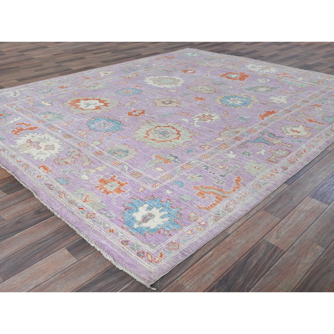 7'11" x 9'11" New Hand Knotted Purple Wool Rectangle Oriental Rug - MOA102890