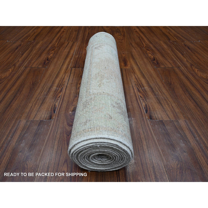 2'9" x 15'4" New Hand Knotted Grey Wool Runner Oriental Rug - MOA10289101