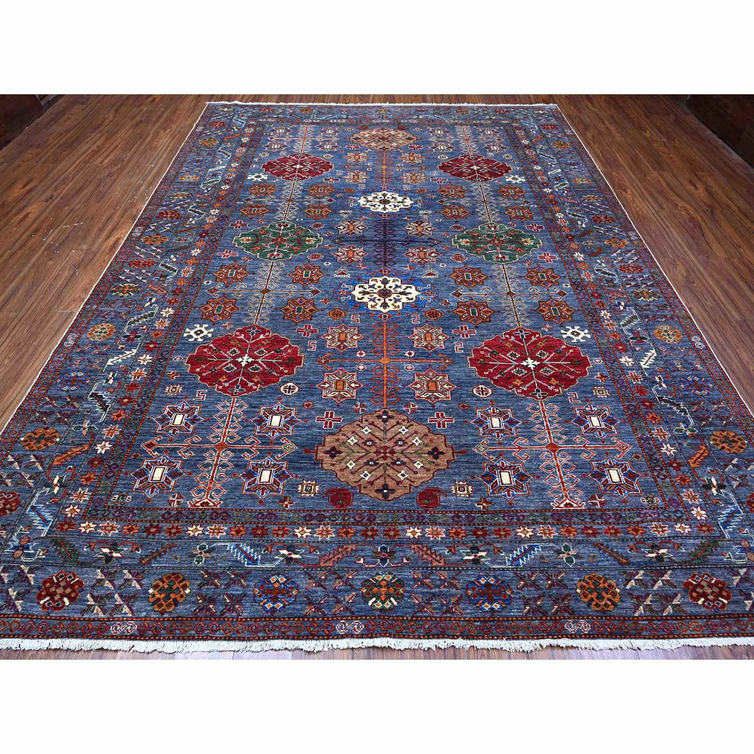 9'0" x 11'11" New Hand Knotted Grey Wool Rectangle Oriental Rug - MOA10289102