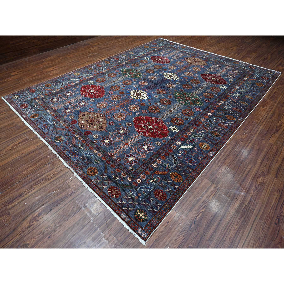 9'0" x 11'11" New Hand Knotted Grey Wool Rectangle Oriental Rug - MOA10289102