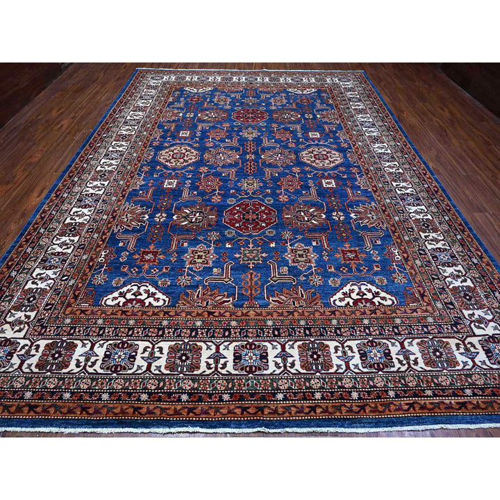 9'10" x 13'5" New Hand Knotted Blue Wool Rectangle Oriental Rug - MOA10289105