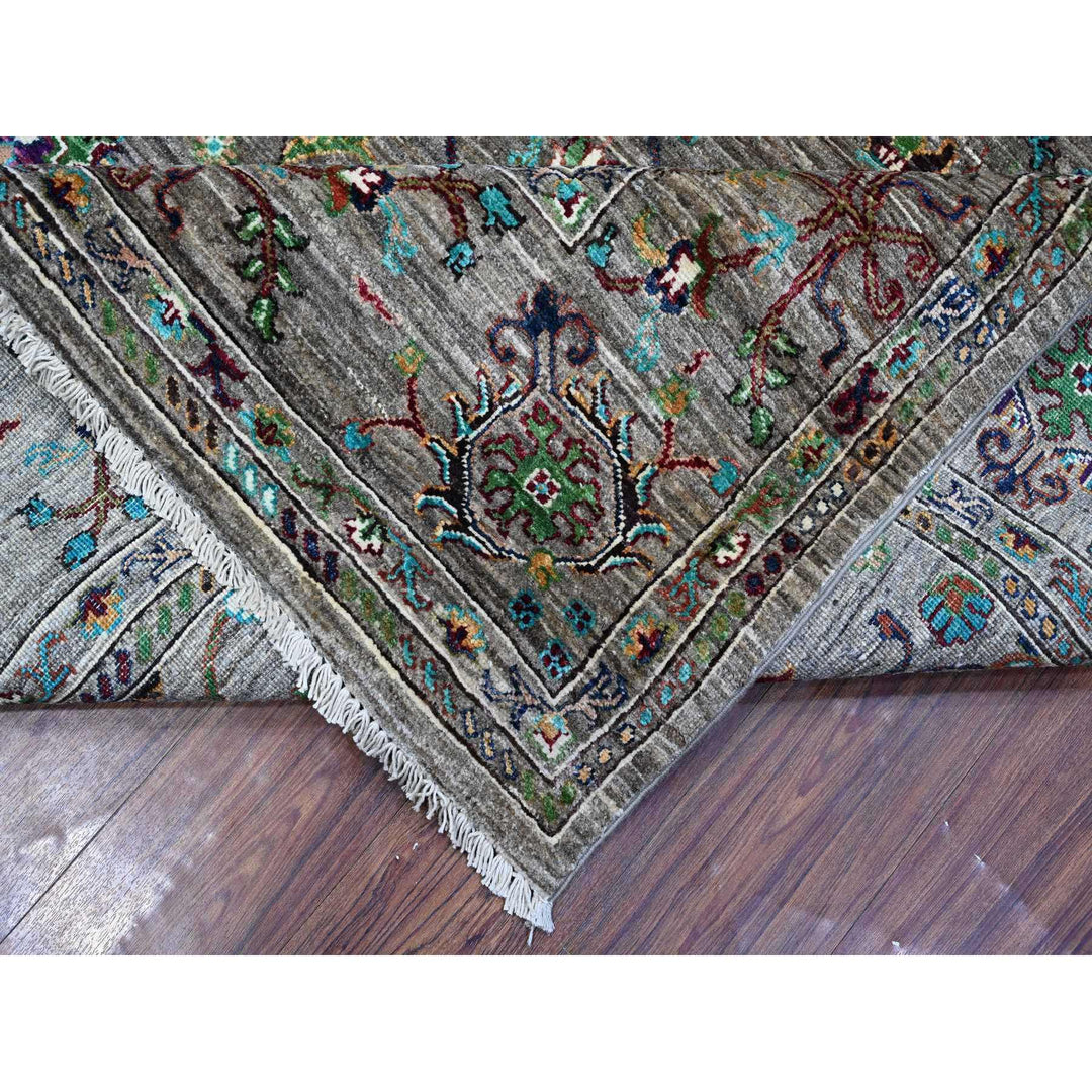 8'1" x 11'2" New Hand Knotted Grey Wool Rectangle Oriental Rug - MOA10289109