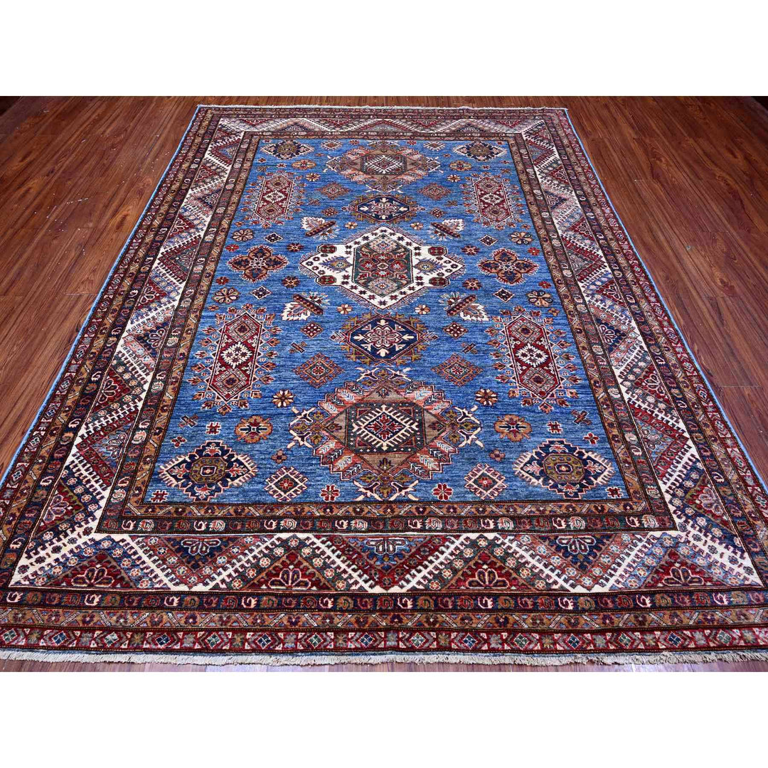 7'10" x 9'11" New Hand Knotted Blue Wool Rectangle Oriental Rug - MOA10289112