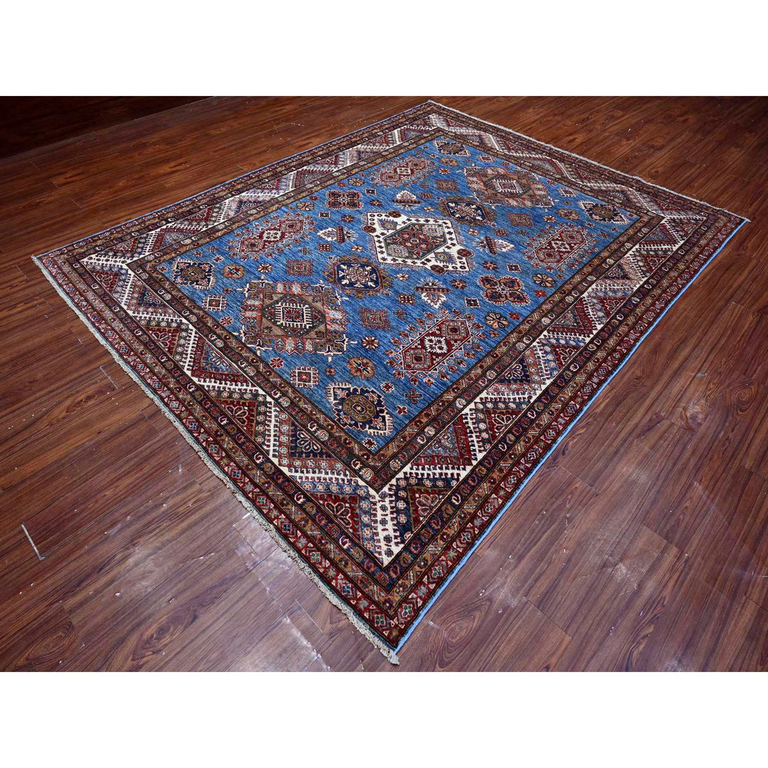 7'10" x 9'11" New Hand Knotted Blue Wool Rectangle Oriental Rug - MOA10289112