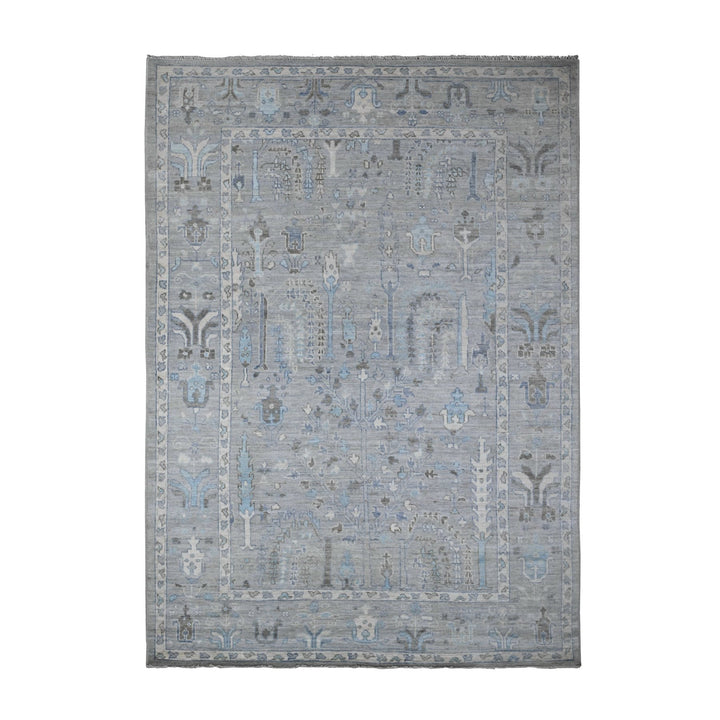 6'3" x 8'10" New Hand Knotted Grey Wool Rectangle Oriental Rug - MOA10289122