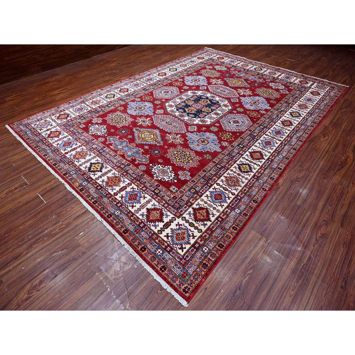 8'10" x 12'5" New Hand Knotted Red Wool Rectangle Oriental Rug - MOA10289132