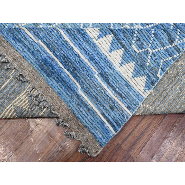 12'0" x 16'1" New Hand Knotted Blue Wool Rectangle Oriental Rug - MOA10289135