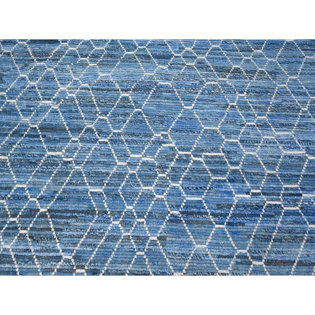 12'0" x 16'1" New Hand Knotted Blue Wool Rectangle Oriental Rug - MOA10289135