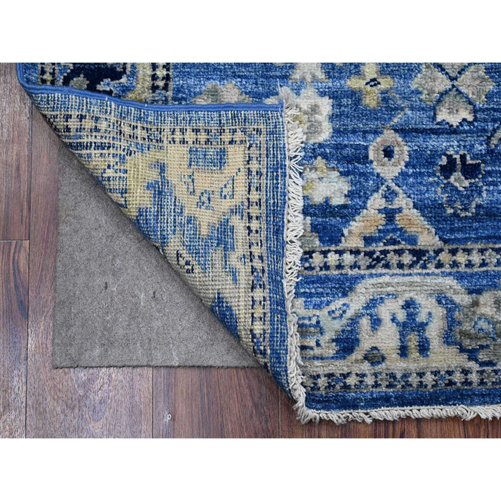 2'8" x 7'8" New Hand Knotted Blue Wool Runner Oriental Rug - MOA10289141