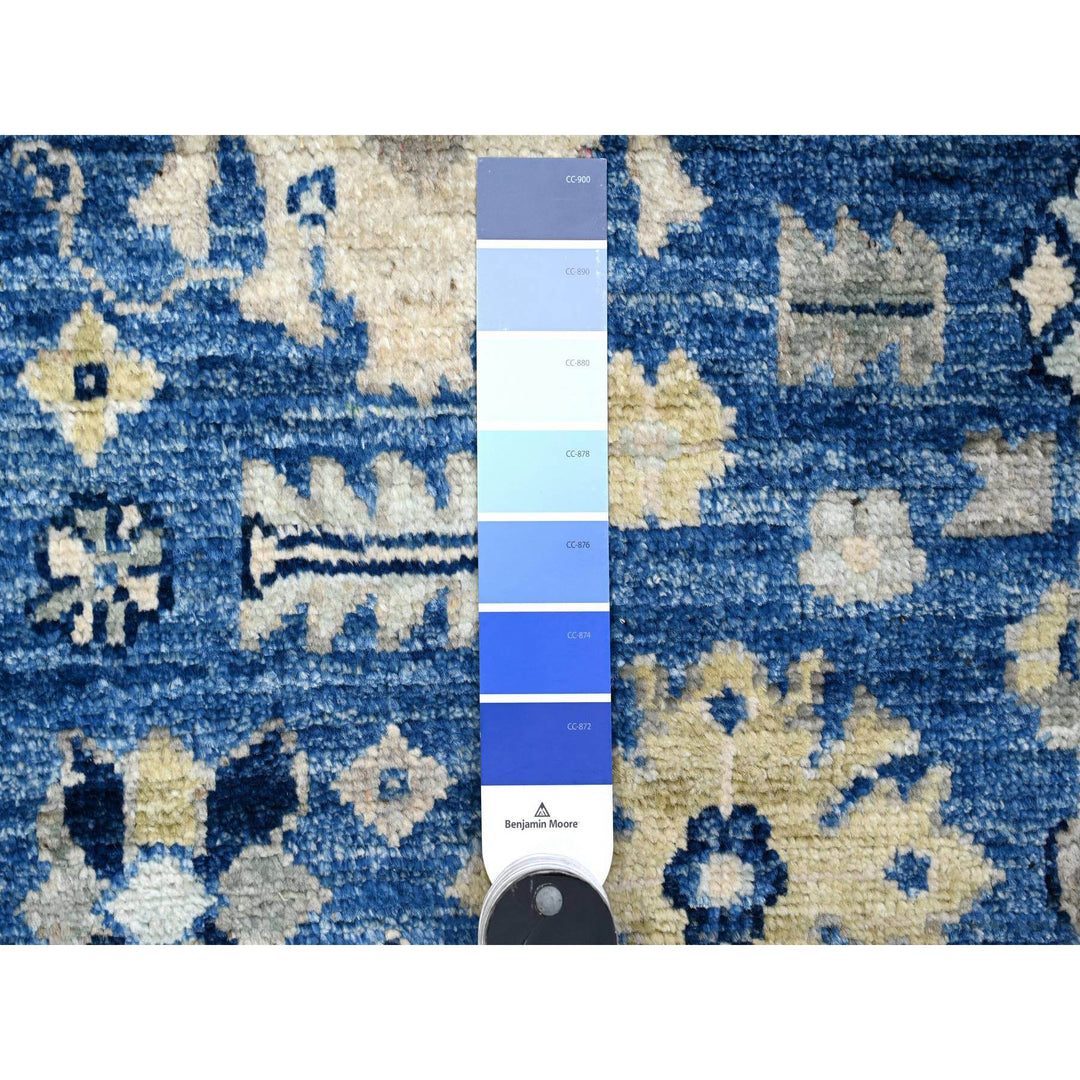 2'8" x 7'8" New Hand Knotted Blue Wool Runner Oriental Rug - MOA10289141