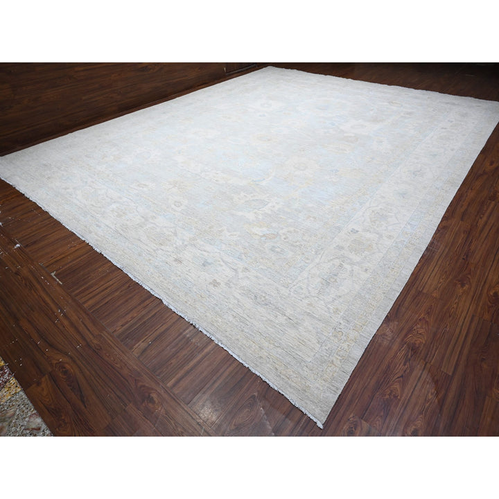 13'7" x 16'11" New Hand Knotted Grey Wool Rectangle Oriental Rug - MOA10289146