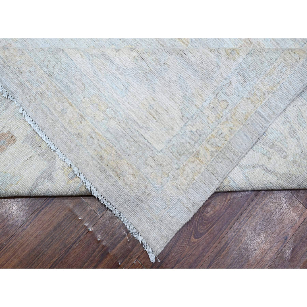 13'7" x 16'11" New Hand Knotted Grey Wool Rectangle Oriental Rug - MOA10289146