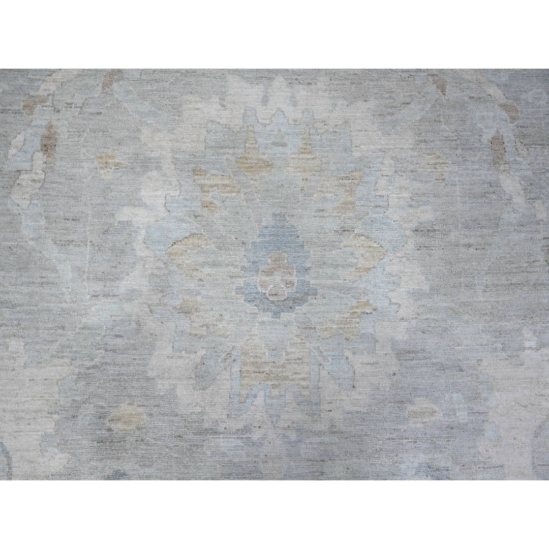 13'7" x 16'11" New Hand Knotted Grey Wool Rectangle Oriental Rug - MOA10289146