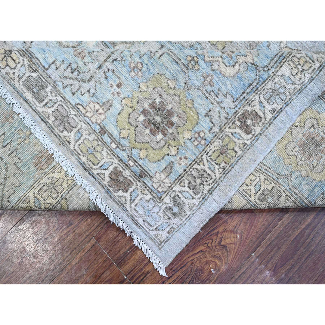 9'2" x 11'1" New Hand Knotted Grey Wool Rectangle Oriental Rug - MOA10289147